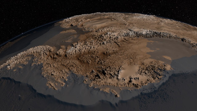 Bedmap2 topography map of Antarctica (NASA)