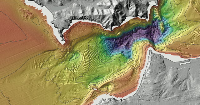 Colored Shaded-Relief Bathymetry Offshore of San Francisco, California