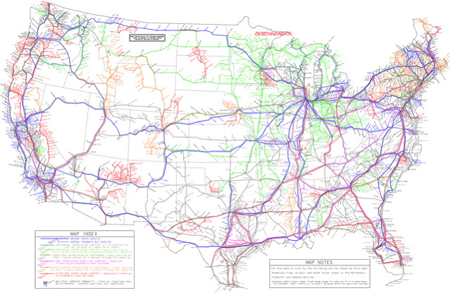 Map of public transport in the U.S.